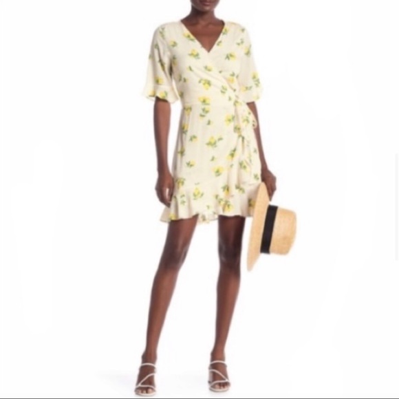 elodie ruffle trim wrap dress